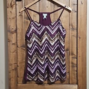 Dynamite Purple Pink Gold Sequin Racerback Rayon Tank Top Size XS